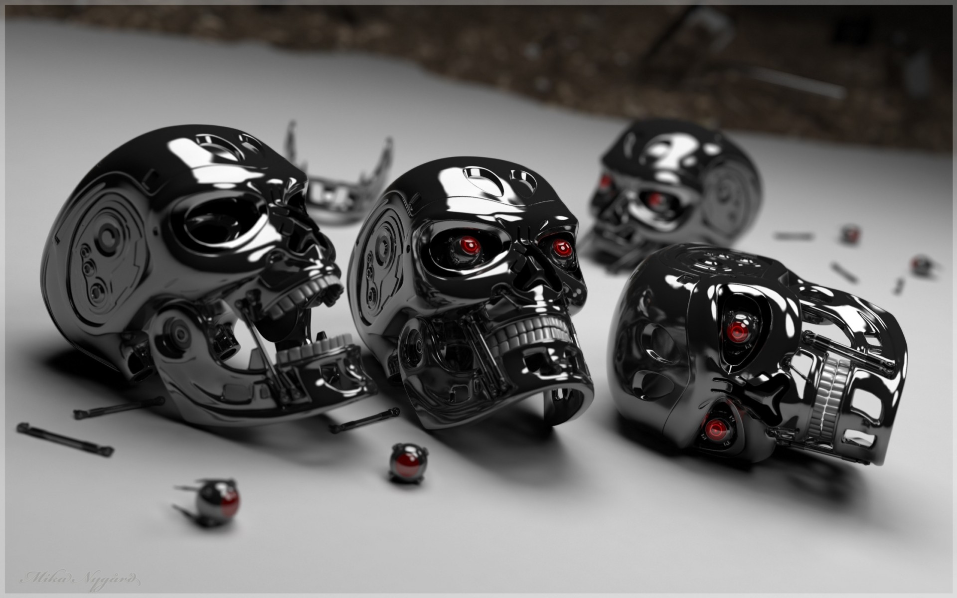 cráneo terminator cabeza ojos