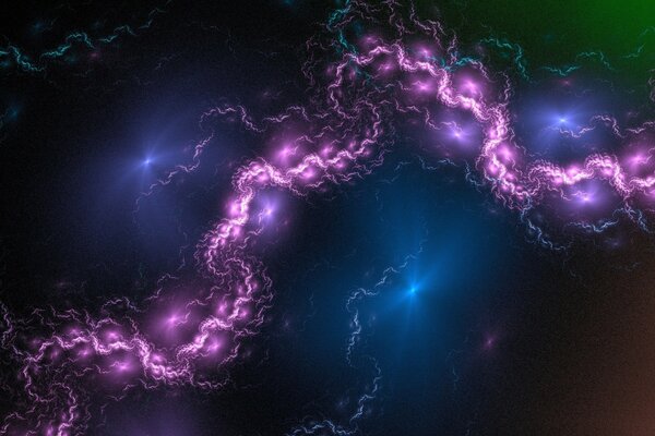 Dibujo abstracto de una trenza de humo en la oscuridad azul