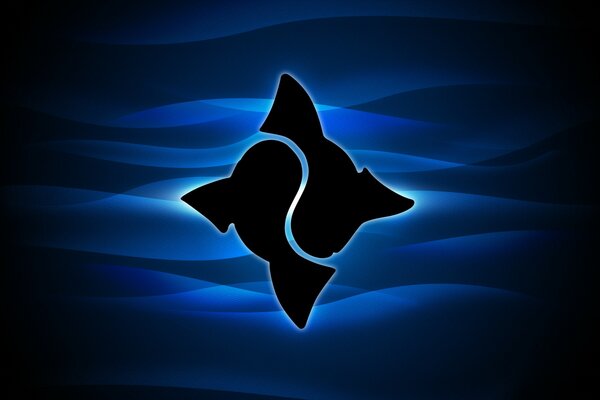 Logotipo de dos ballenas en las olas