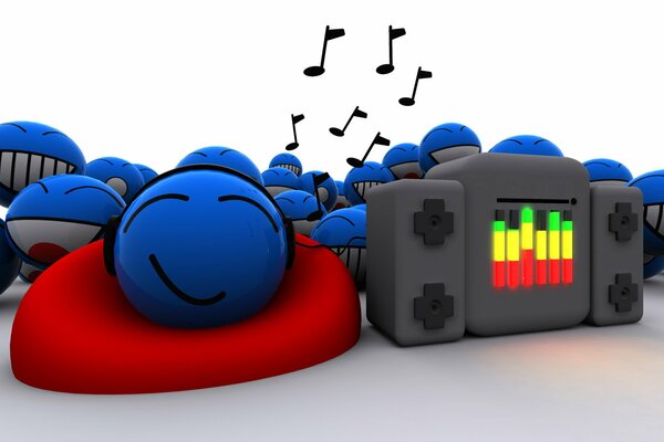 Emoji azul sonriente sobre fondo blanco