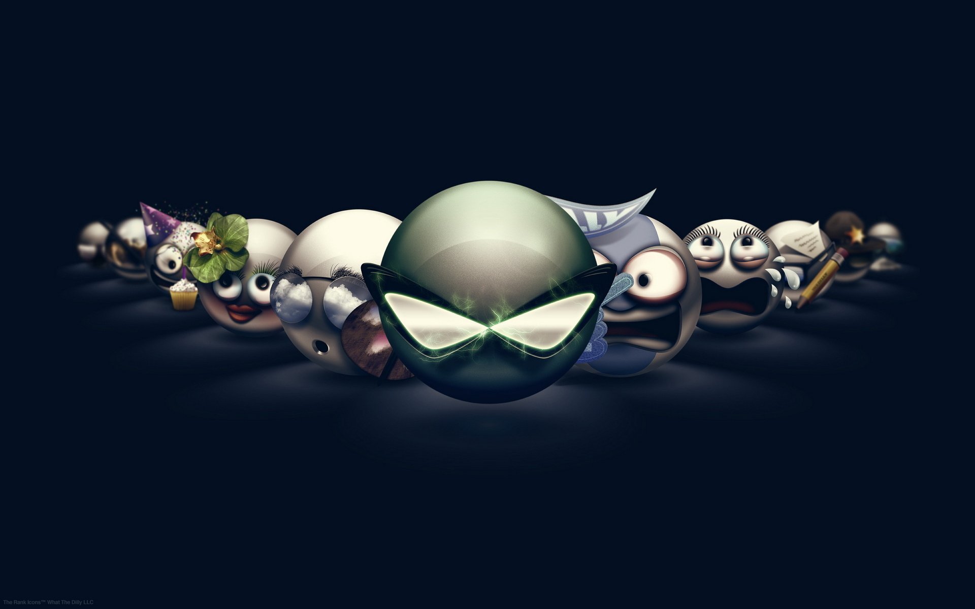 todo tipo de caras sonrisas bolas máscaras