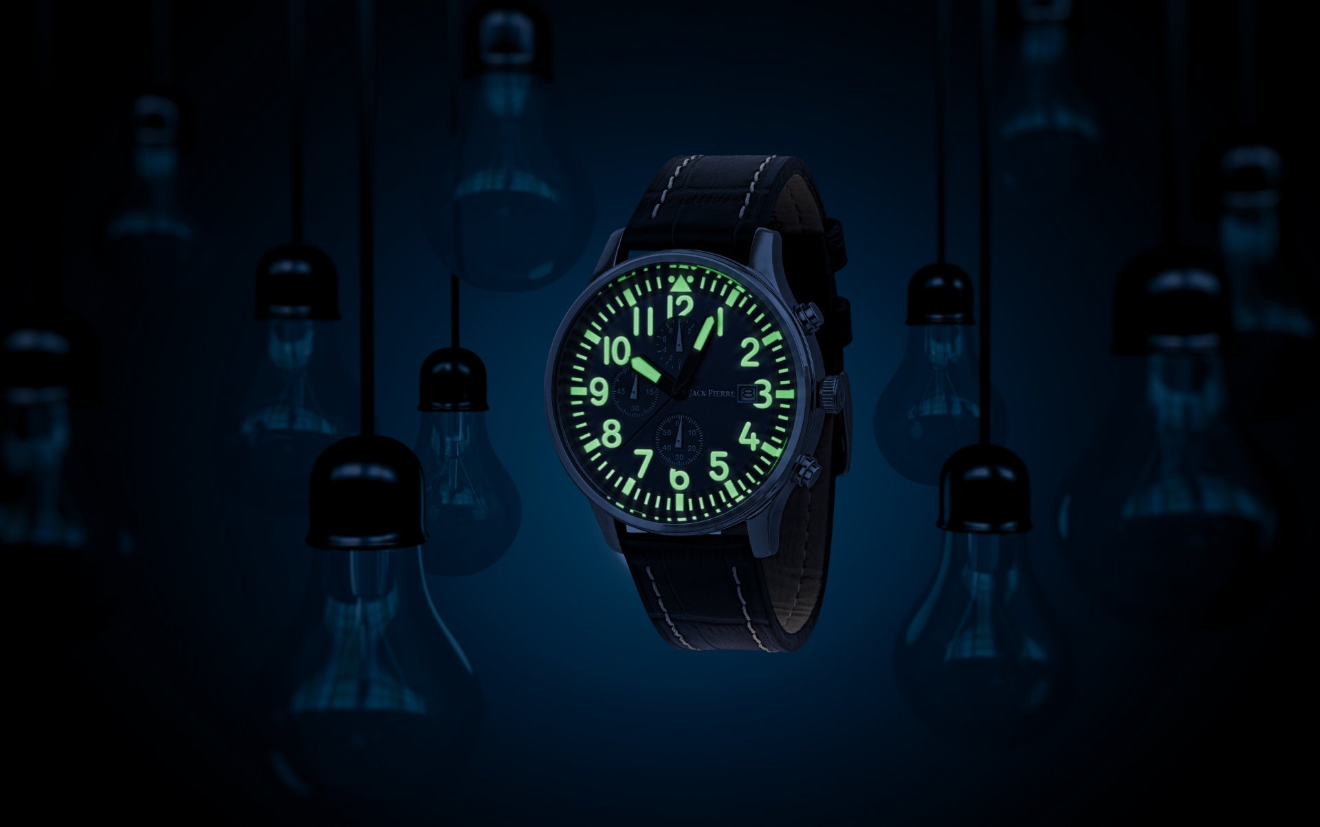 luz oscuridad flúor reloj jack pierre