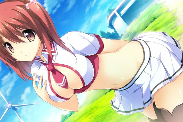 Anime chica en falda corta