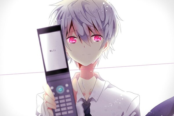 Niño de anime llorando con Teléfono