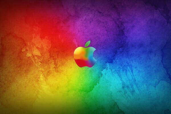 Logotipo de Apple sobre fondo multicolor