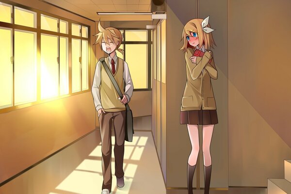 Chica se ruboriza con un chico guapo