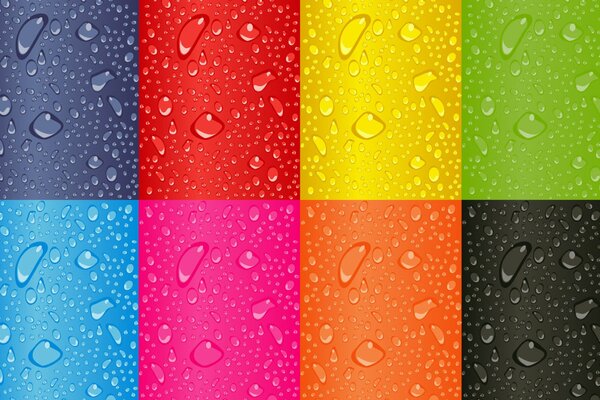 Cuadrados multicolores con gotas de agua