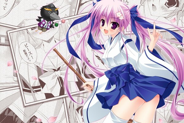Chica con pelo morado de anime