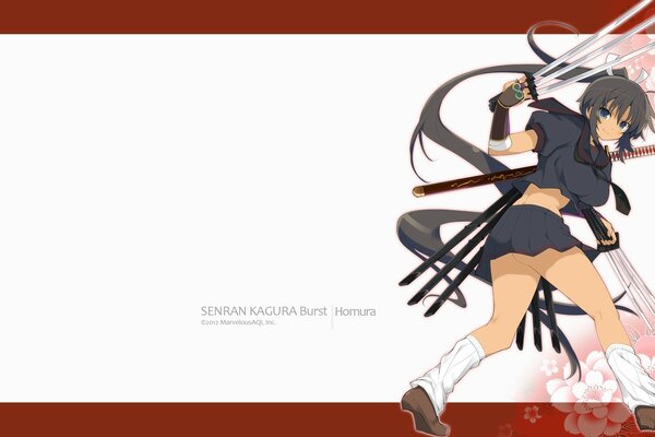 Seifuku homura con Katana y espada