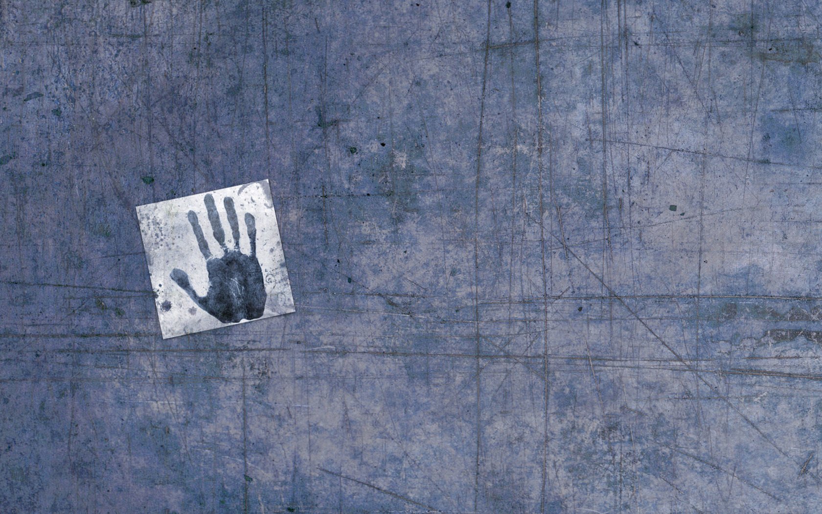 huella de la mano huella digital cuadrado pared gris gris mano dedos grietas rasguños gris