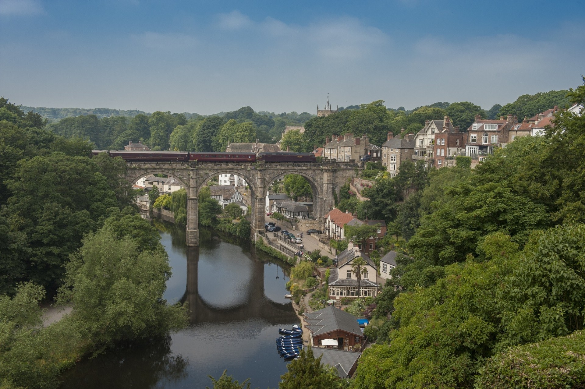 paisaje río inglaterra puente panorama tren