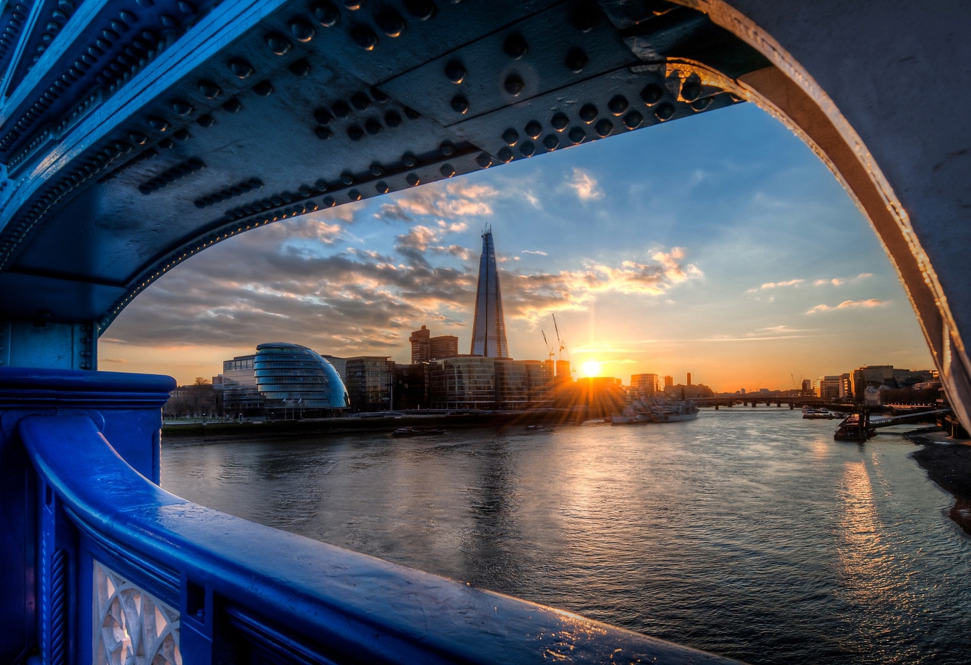 puesta de sol thames río inglaterra puente londres fragmento ayuntamiento
