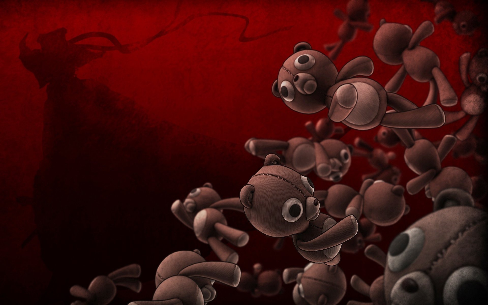 osos gravedad cero fondo rojo juguetes