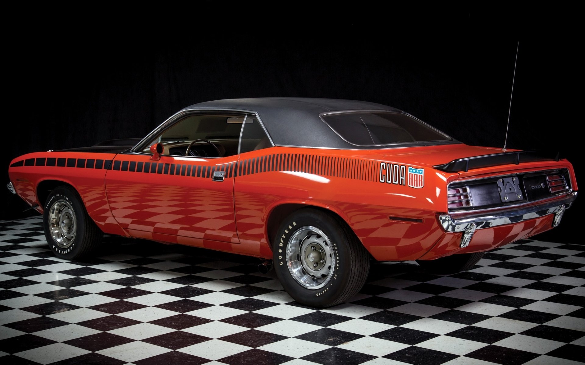 plymouth aar cuda aero coche del músculo coche del músculo vista trasera fondo