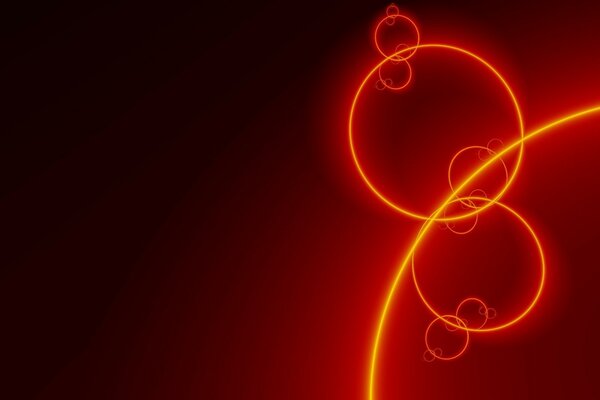 Círculos amarillos brillantes sobre fondo rojo