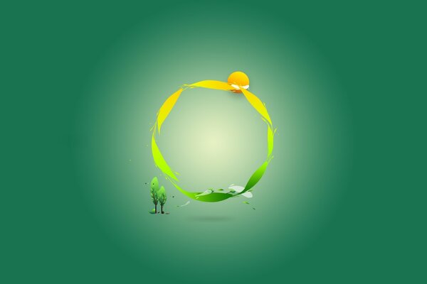 El ciclo de la naturaleza en colores amarillo-verde
