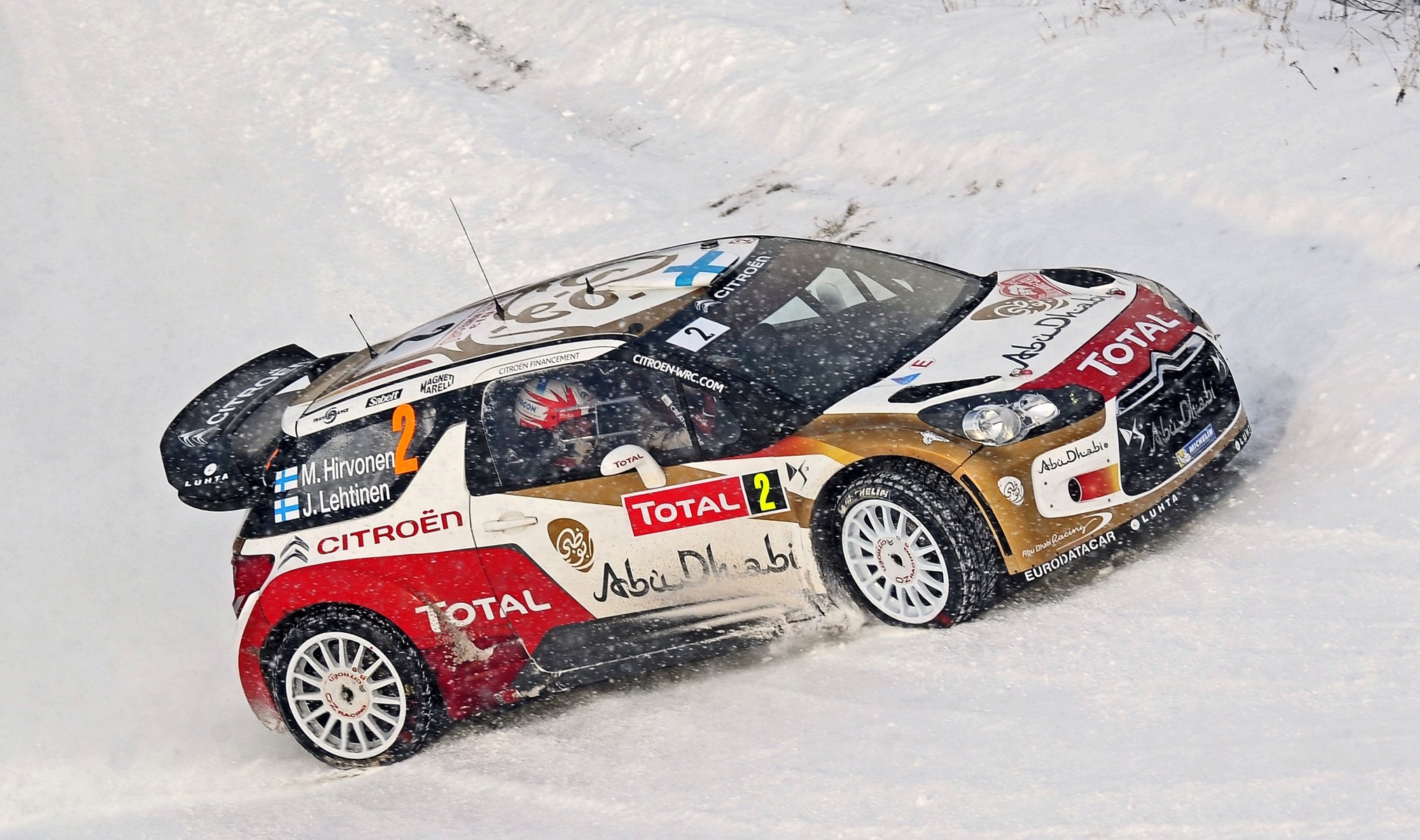 citroen ds3 rally wrc nieve invierno completo citroen m. hirvonen j. lehtinen