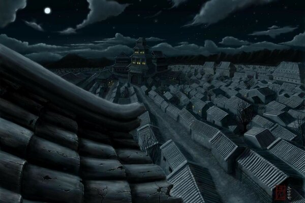 Noche Japón vista superior