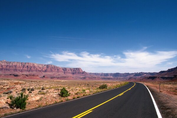 Pista clara en medio del desierto