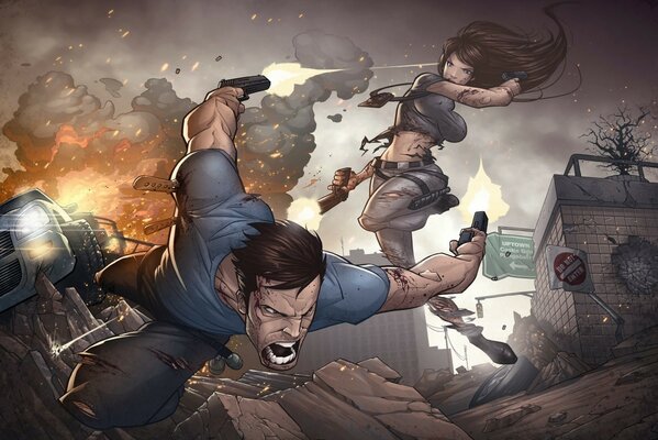 Tiroteo en la ciudad con explosión