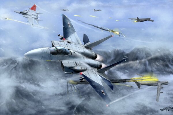 Salvapantallas para el juego de ordenador guerra de aviones
