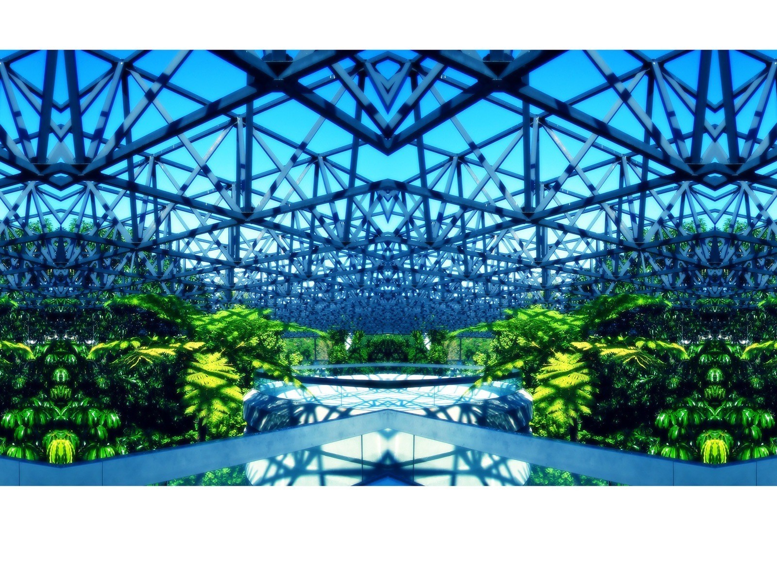 construcción invernadero acero vegetación brillante