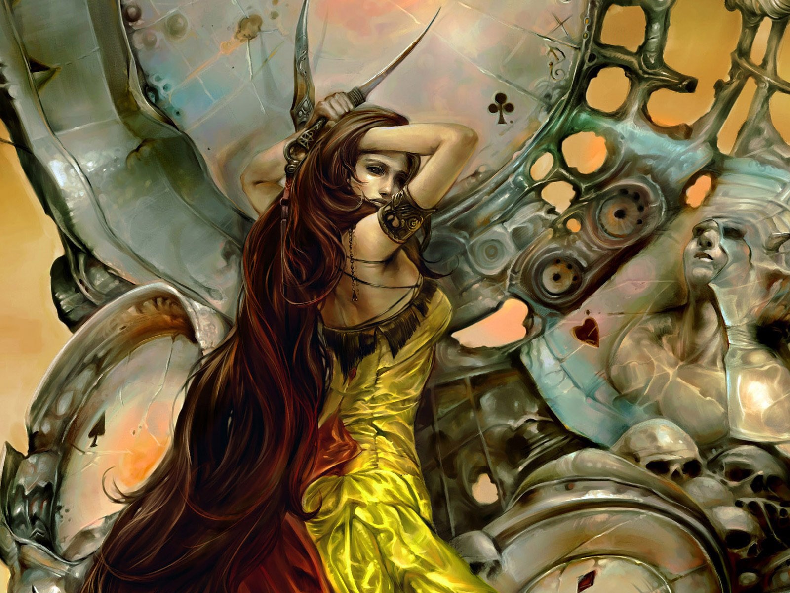 ladrón cráneos chica tarjetas cuchillos