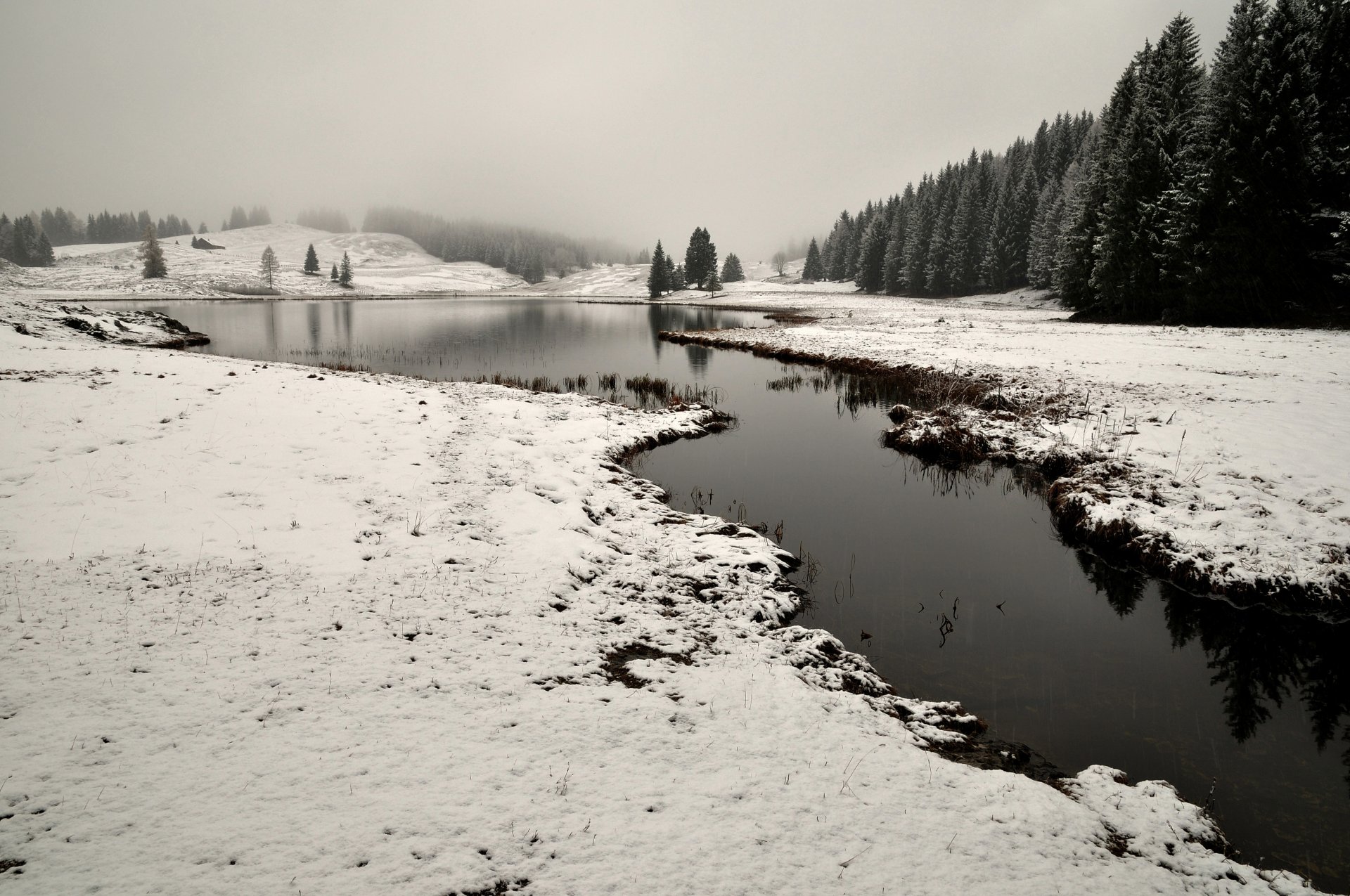 bb paisaje río invierno nieve árboles