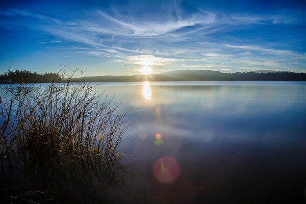 Colinas bosque lago resplandor