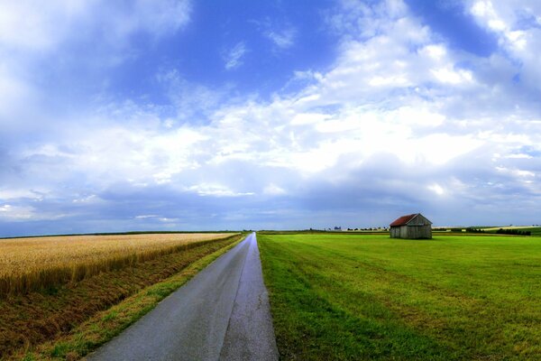 Casa solitaria en los campos de otoño Dalí