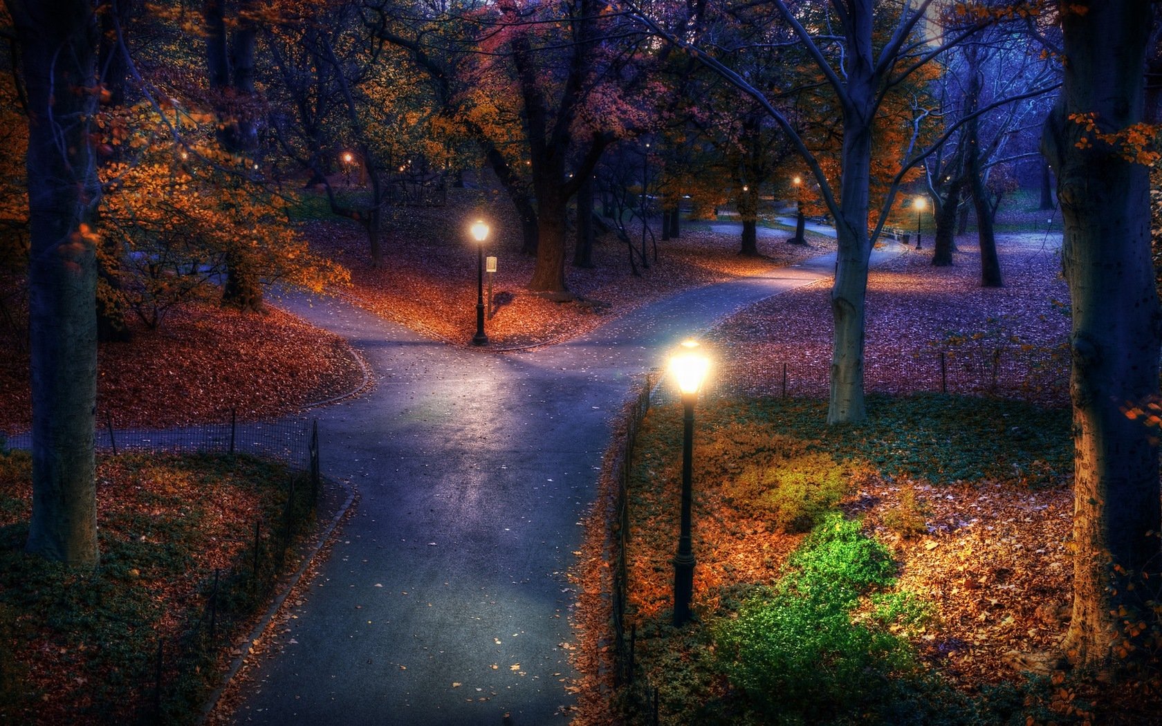 noche parque carreteras