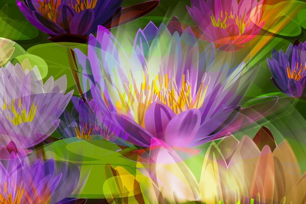 Delicados pétalos de loto con brillo