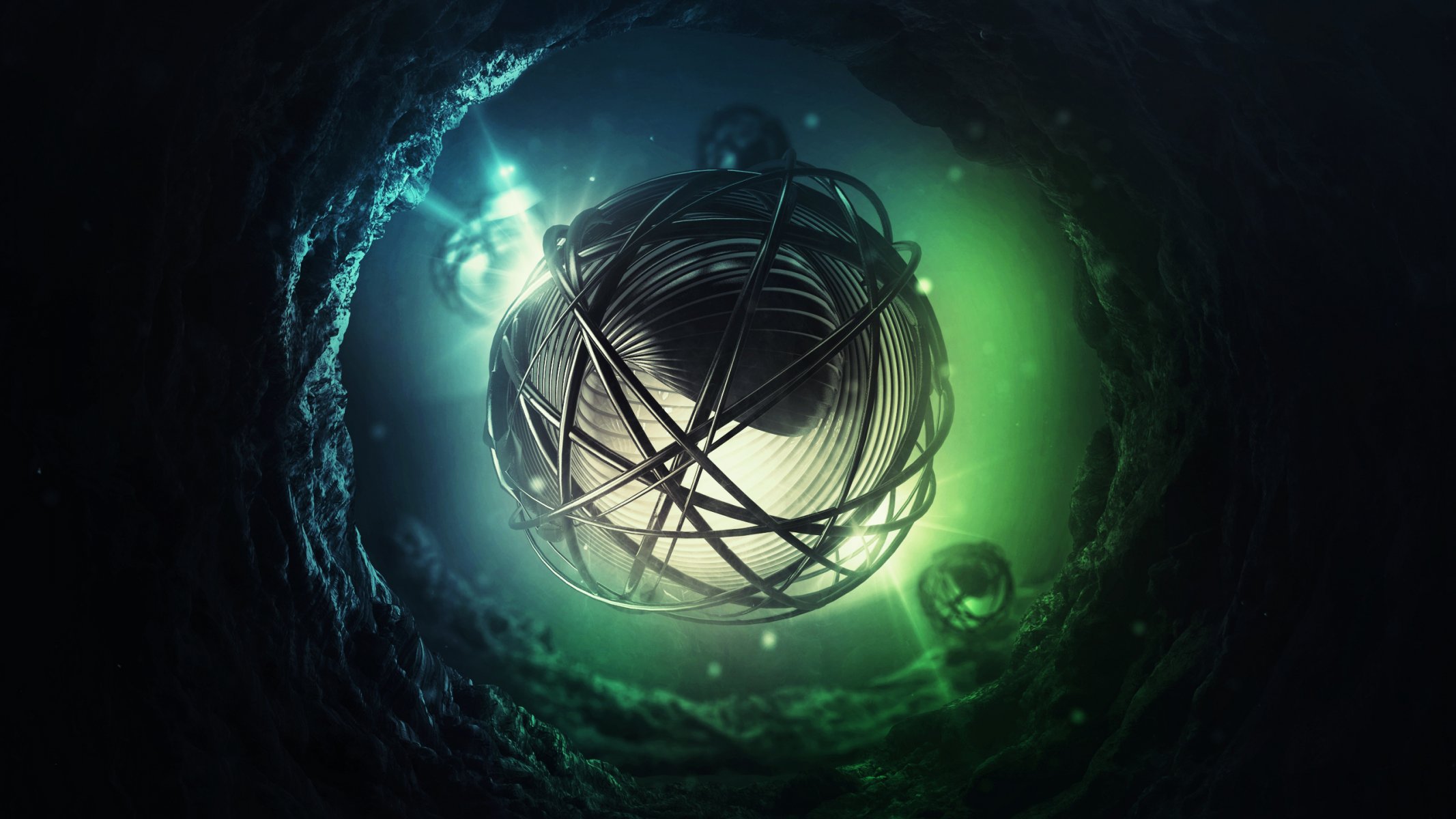 arte túnel esferas luz