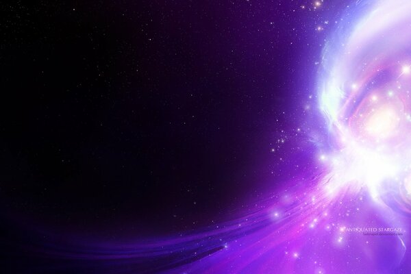 Espacio con curvas y estrellas brillantes