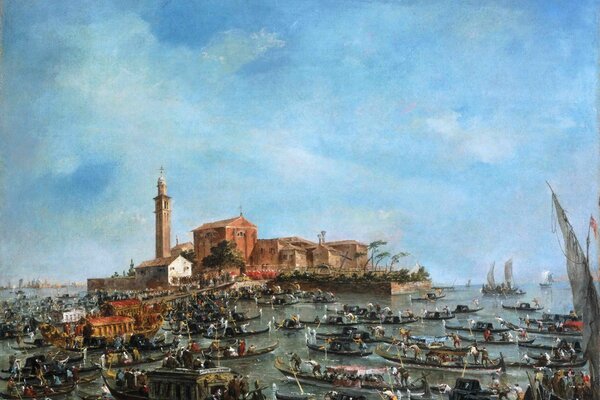 Góndolas llegan a la ciudad de Venecia