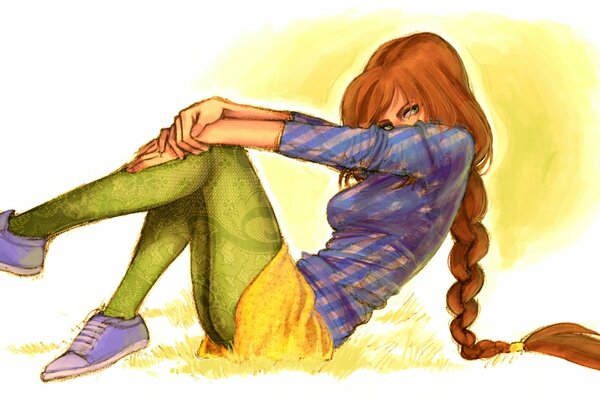 Larga cola de caballo pelirroja se ve juguetón