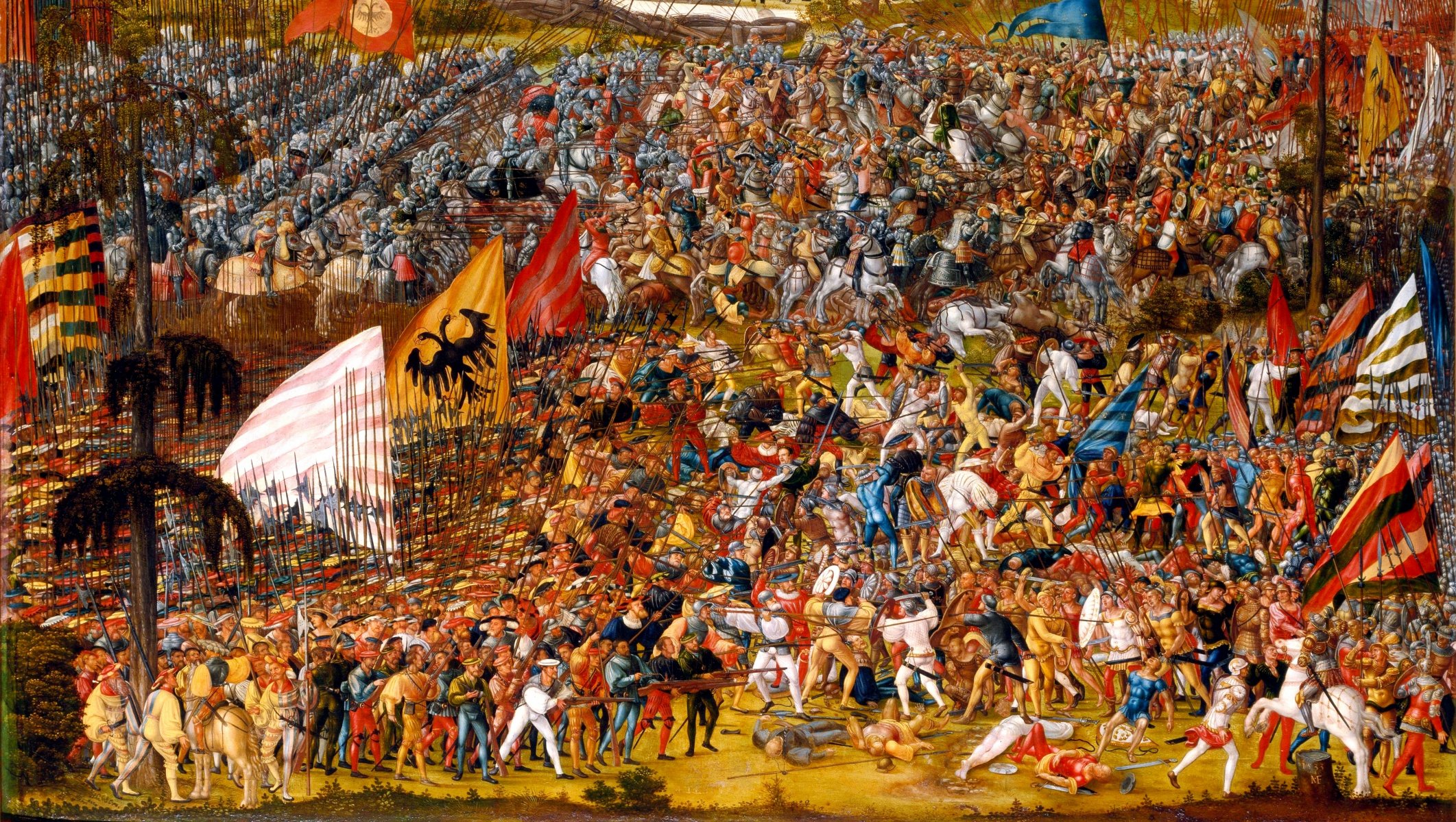 batalla batalla tropas banderas pintura lienzo óleo