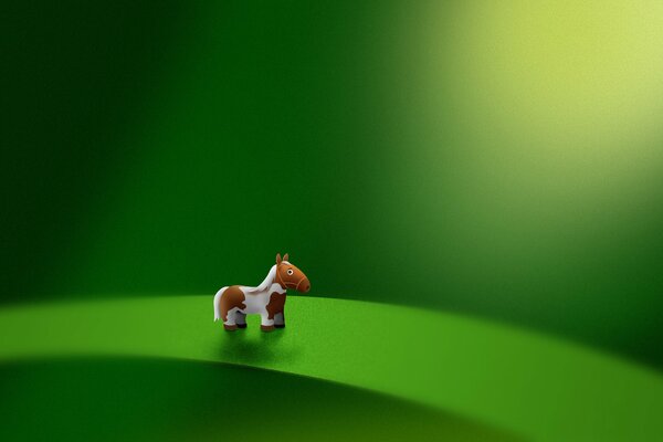 Pequeño Pony en una hoja verde