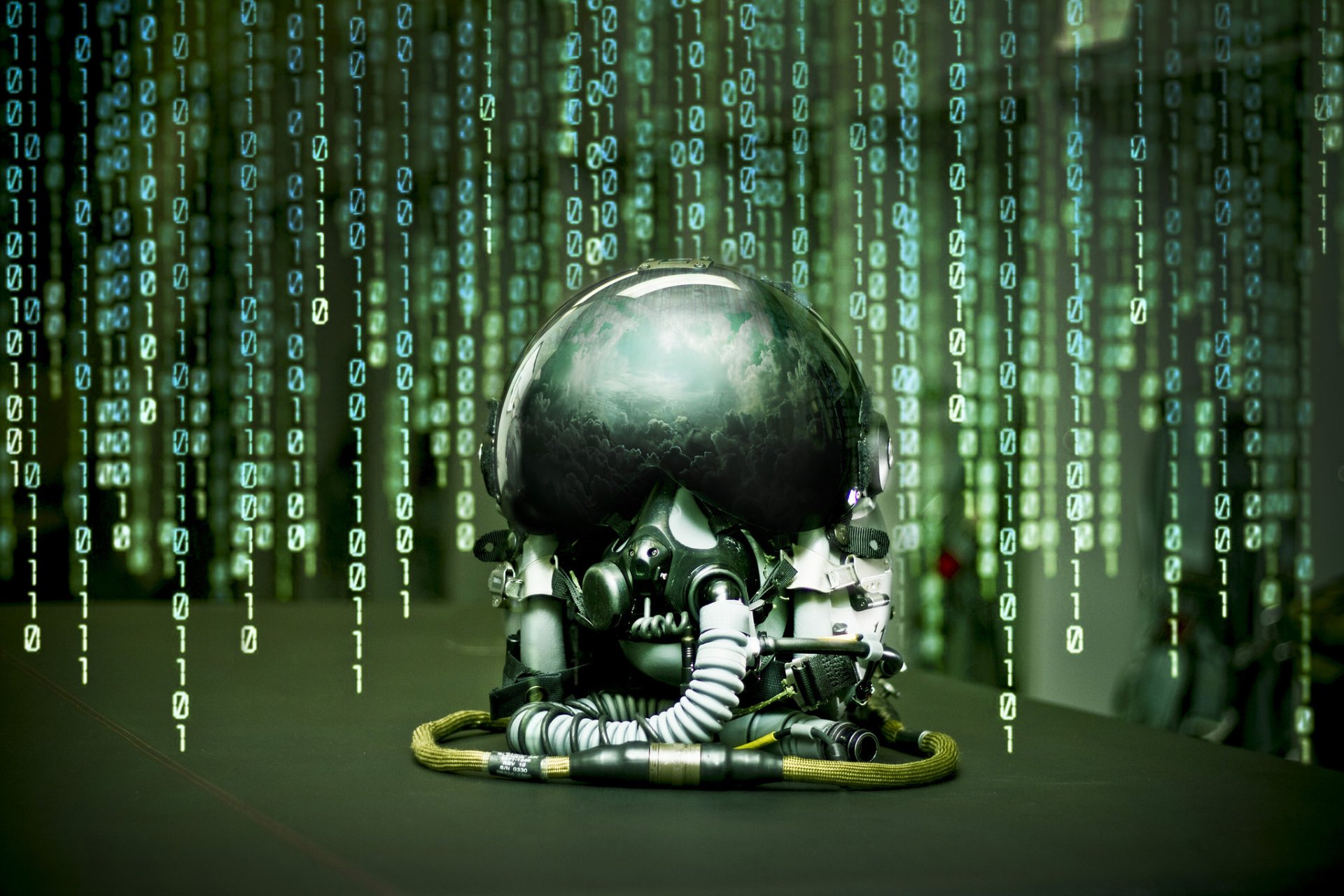 casco reflexión matriz números fondo