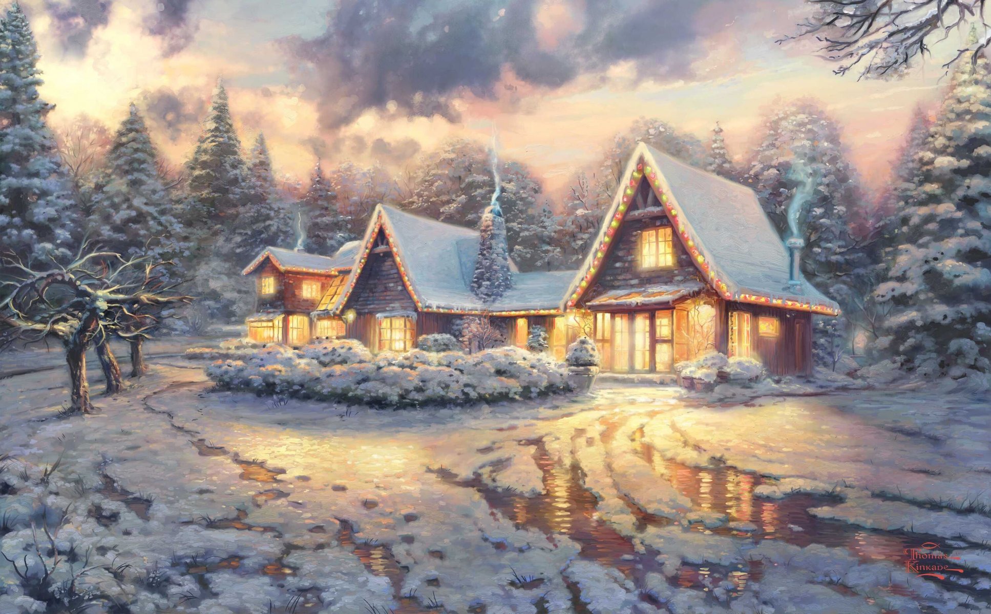 navidad lodge arte película cine thomas kinkade thomas kinkade regalos casa invierno nieve hielo cabaña pintura nuevo pintura casa de navidad cabañas invierno luz humo nubes homónimo