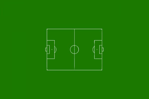 Imagen de un campo de fútbol sobre un fondo verde en el estilo de minimalismo