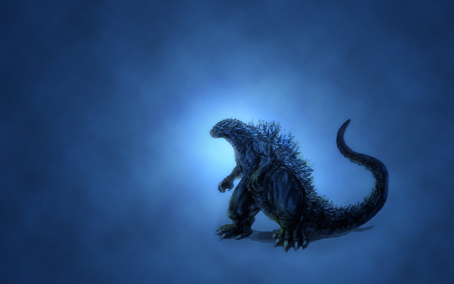 godzilla fondo azul dinosaurio resplandor minimalismo oscuro