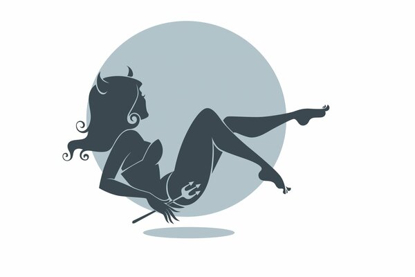 Imagen de una niña con cuernos en perfil sobre un fondo gris