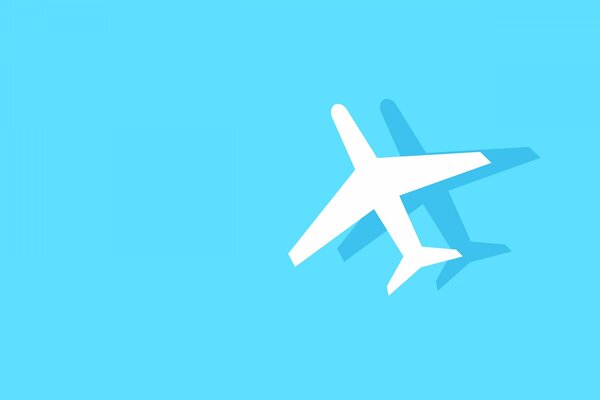 Imagen vectorial de un avión blanco sobre un fondo azul