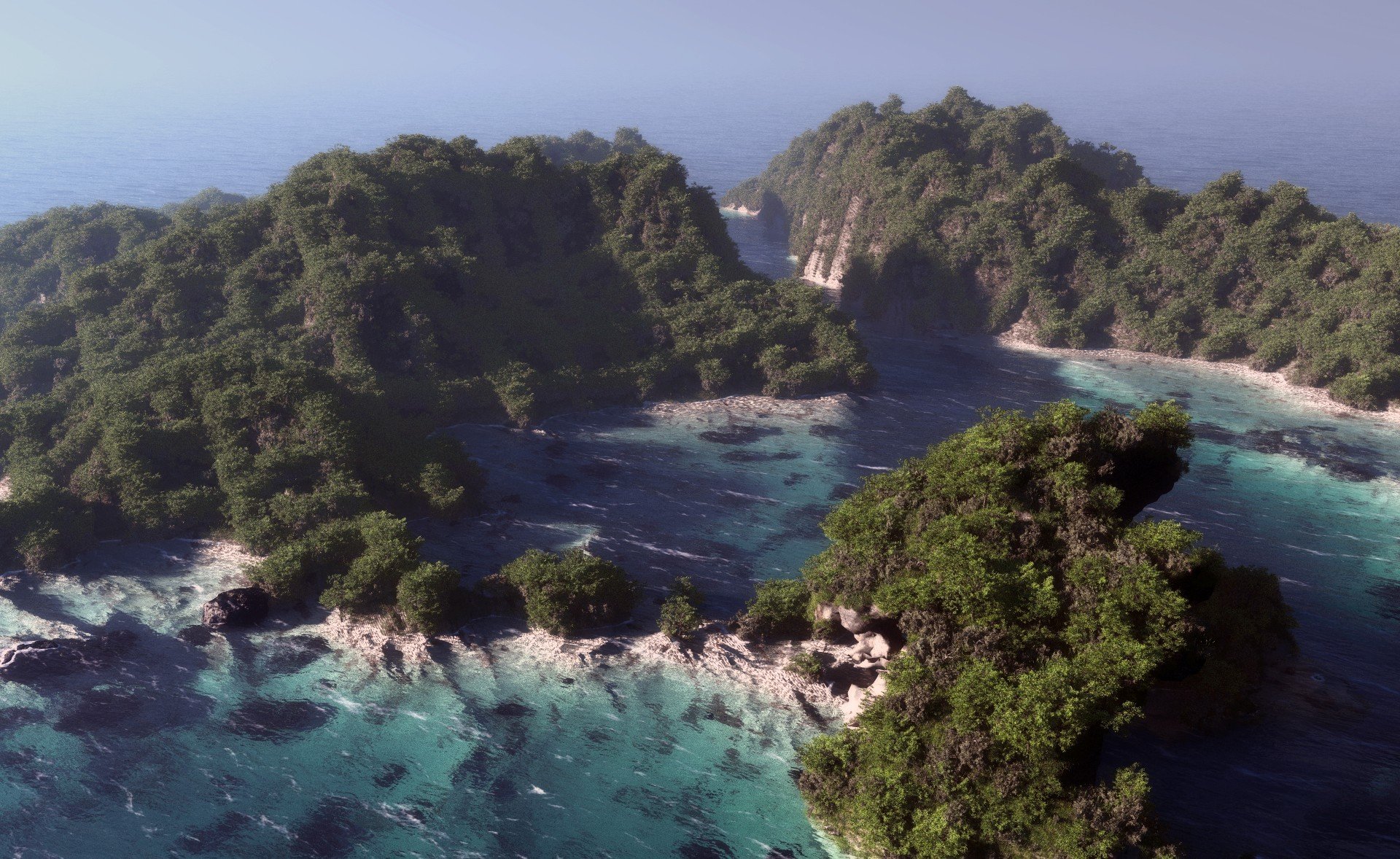 arte klontak naturaleza mar islas neblina altura vista superior árboles bosque