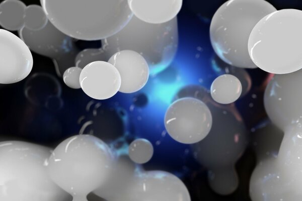 Bolas blancas en masa azul