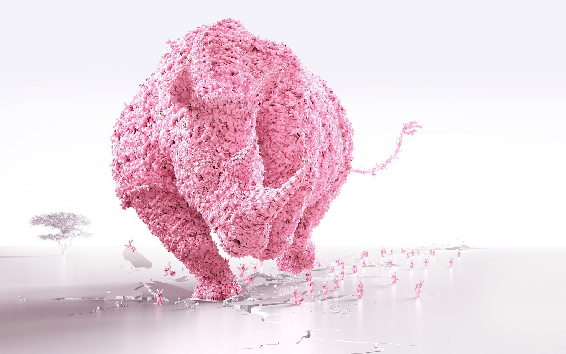 liebres rinoceronte rosa blanco unidad poder