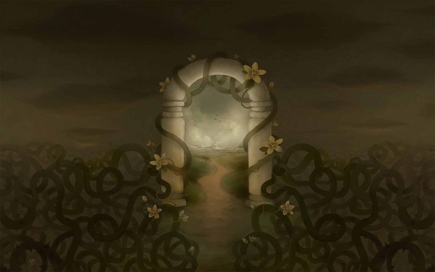 arco puesta de sol dibujo