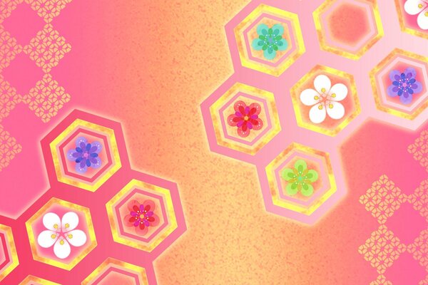 Celdas de panal con flores estampadas