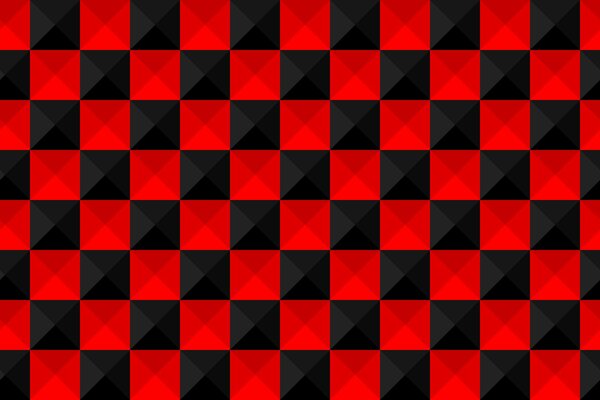 Tablero de ajedrez rojo y negro. Volumétrica